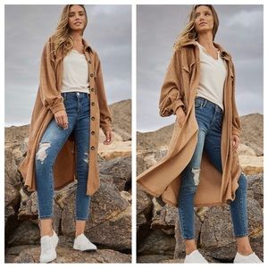 #36 Absolutely Fabulous Contrast Detailed Fleece Long Coat Jacket